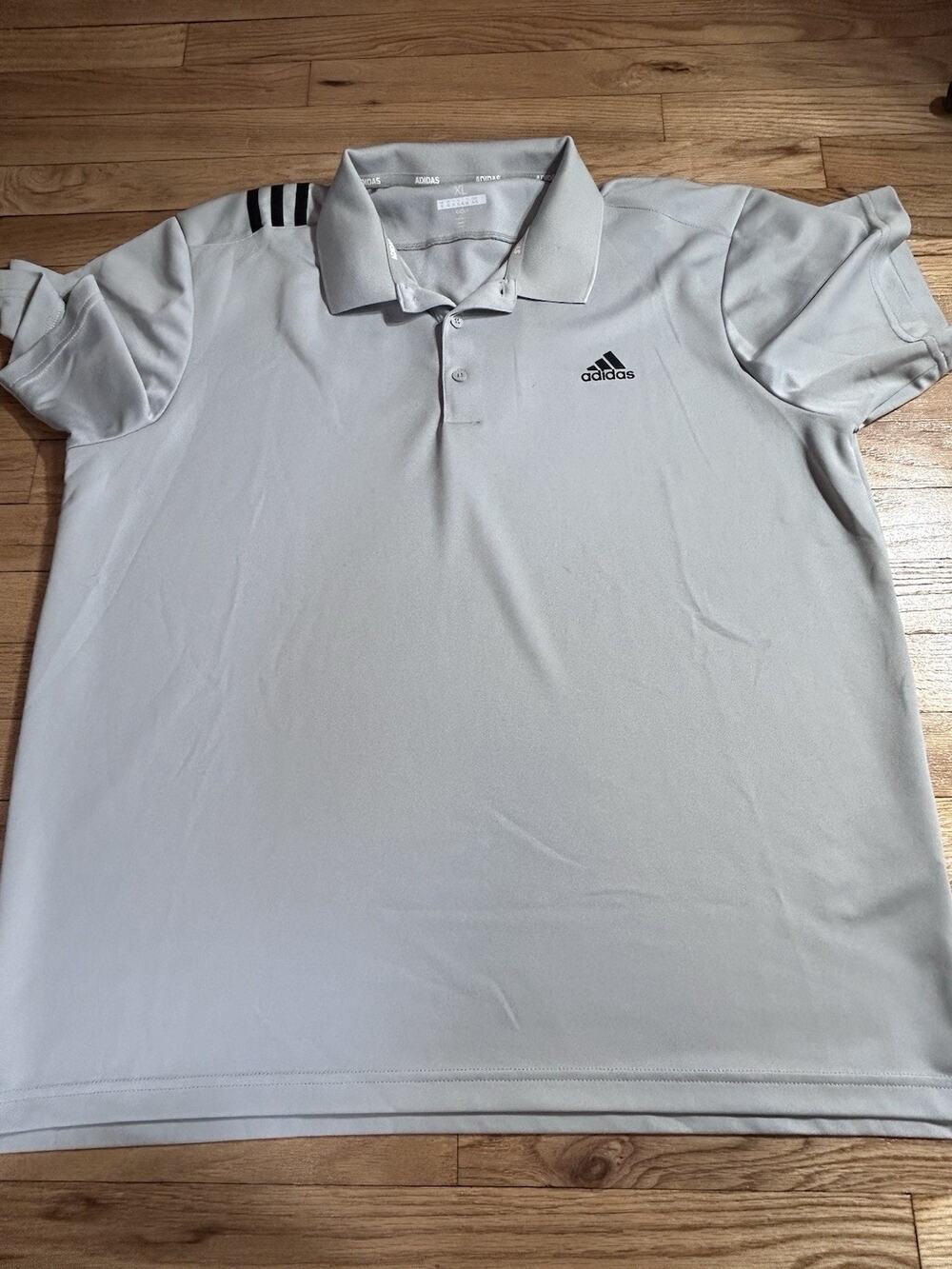 adidas Golf Men’s XL Gray Short Sleeve Polo Solid Logo Polyester Regular Fit